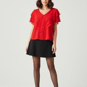 Elegant Red Layered Women's Blouse Valentine Red